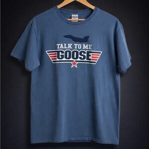 Top Gun Talk To Me Goose T-Shirt Blue Men’s L Movie Graphic Tee Maverick